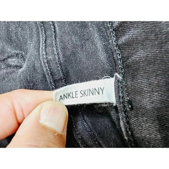 Rag & Bone Size 25X24 Women Black Ankle Skinny Embroidered Pocket Logo Jeans USA - Picture 6 of 13